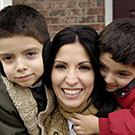 woman and two children