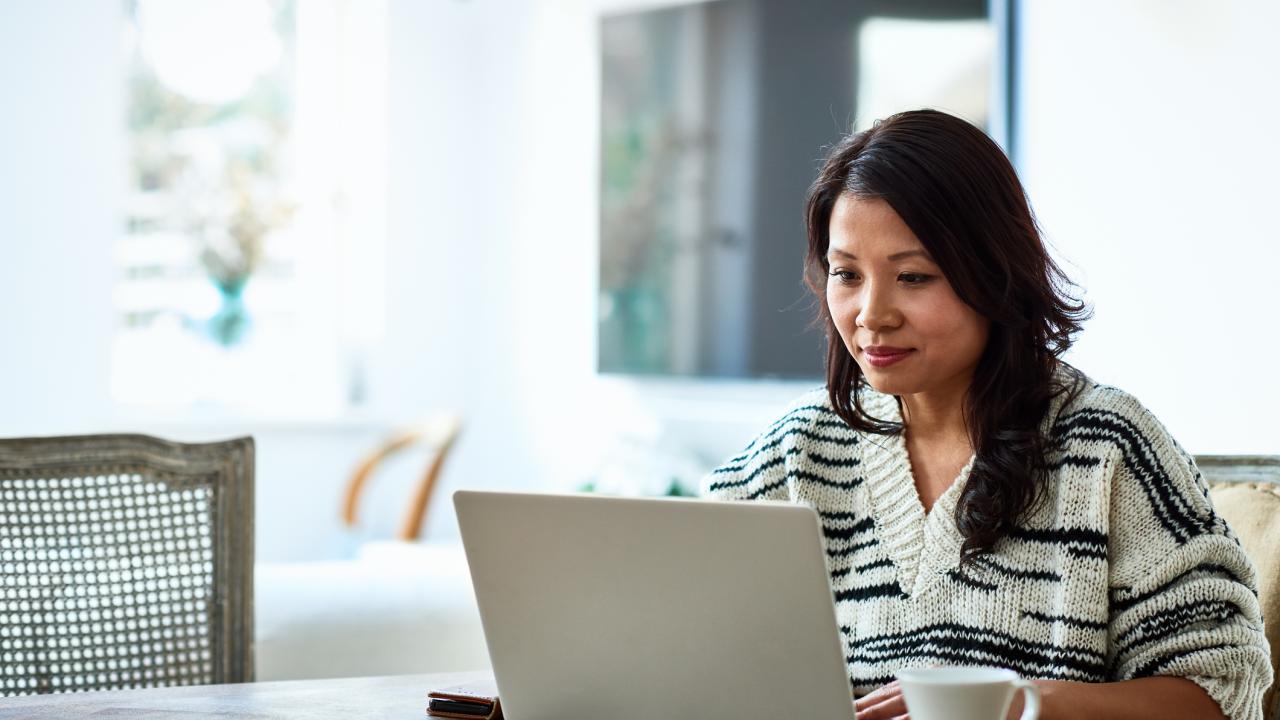 woman at laptop at home