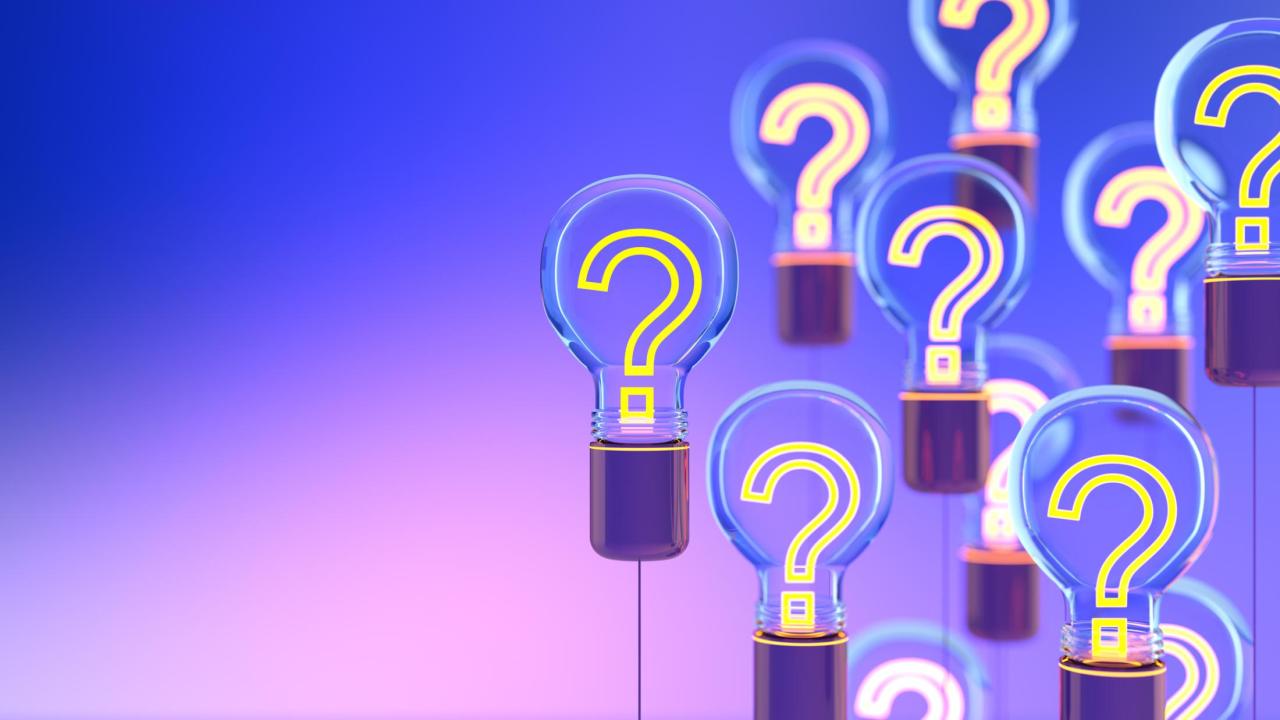 illistration of question makes and a light bulb