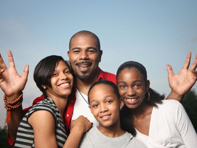 A happy family of four.