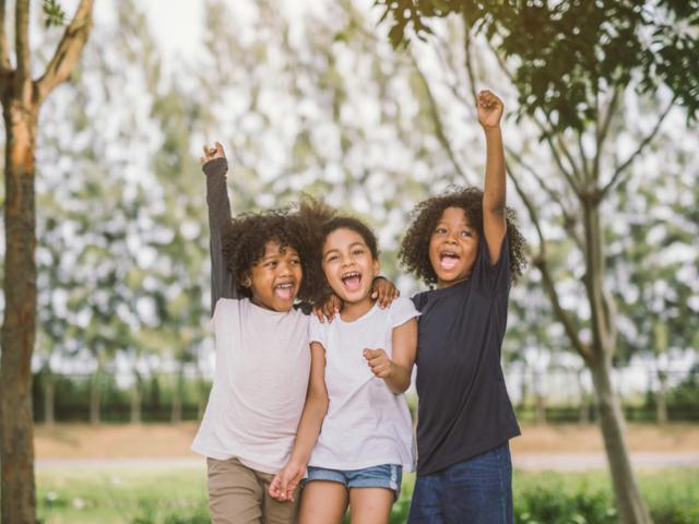 cheering children