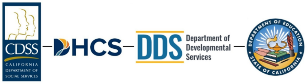 CDSS, DHCS, Department of Developmental Services and California Department of Education logos