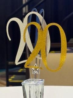 A decoration with two 20's