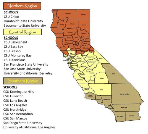 A map of SERVE locations, as described in text.